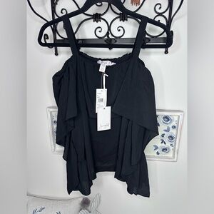 Black Ruffled Women Top